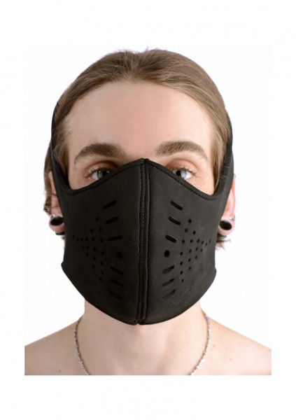 Neoprene Snap On Face Mask - Black - Kinky Mask