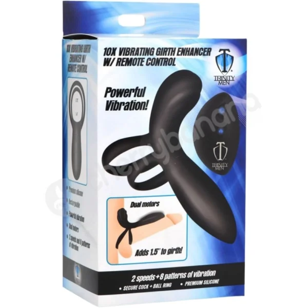 Trinity Silicone Vibrating Girth Enhancer Sleeve & Cock Ring With Remote
