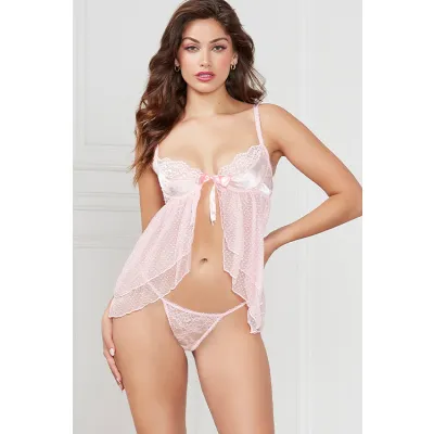 Seven Til Midnight Wild Rose Mesh Babydoll with Panty