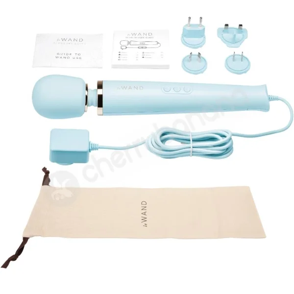 Le Wand Sky Blue Powerful Plug-in Vibrating Massager Wand