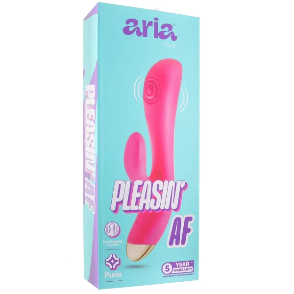 Aria Pleasin' AF Silicone Waterproof Dual Stimulation Vibrator By Blush - Fuchsia