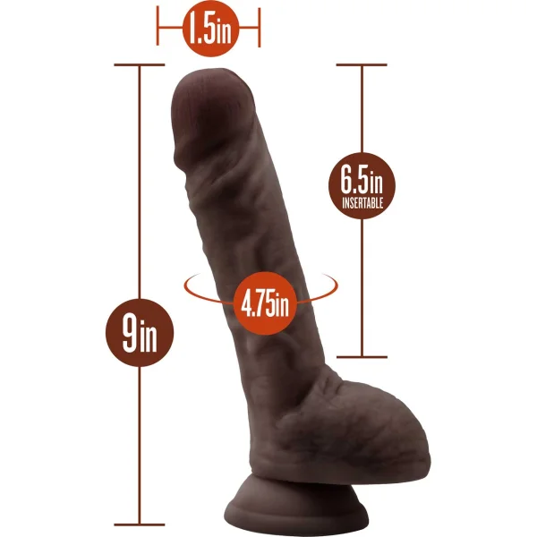 Dr. Skin Dr. Mason 9" Realistic Posable Silicone Suction Cup Dildo With Balls By Blush - Chocolate