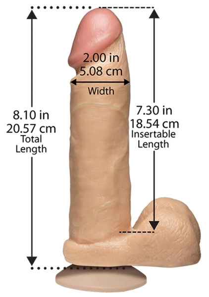Doc Johnson The Realistic Cock 8" - Vac-U-Lock Compatible Suction Cup Base - Vanilla