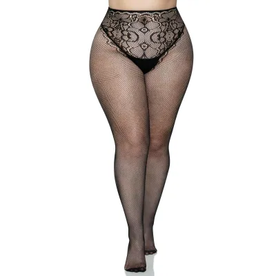 French Cut Backseam Fishnet Tights Black 1x 2x Black 1x 2x
