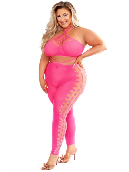 Fantasy Lingerie Plus Size Neon Pink Bodystocking