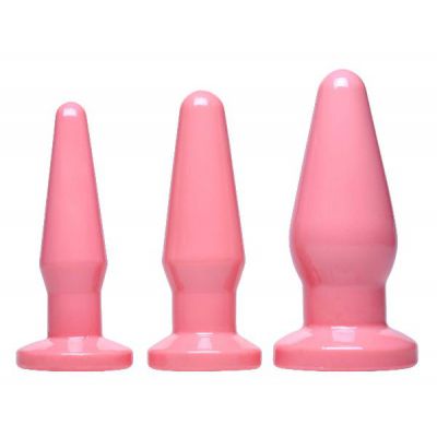 Level Up 3 Piece Anal Plug Set Pink