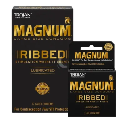 Trojan Magnum Ribbed Large Size Condoms Textured Pleasure