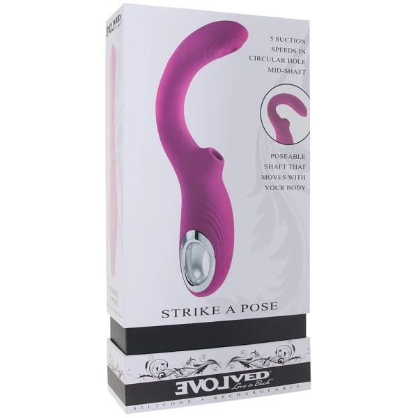 Strike A Pose Silicone Dual Stimulation G-Spot & Clitoral Vibrator With Suction By Evolved Novelties