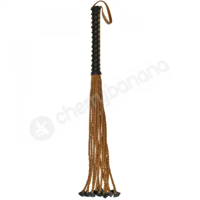 Pain Italian Leather Braided 22 Tails With 12 Handle Whip