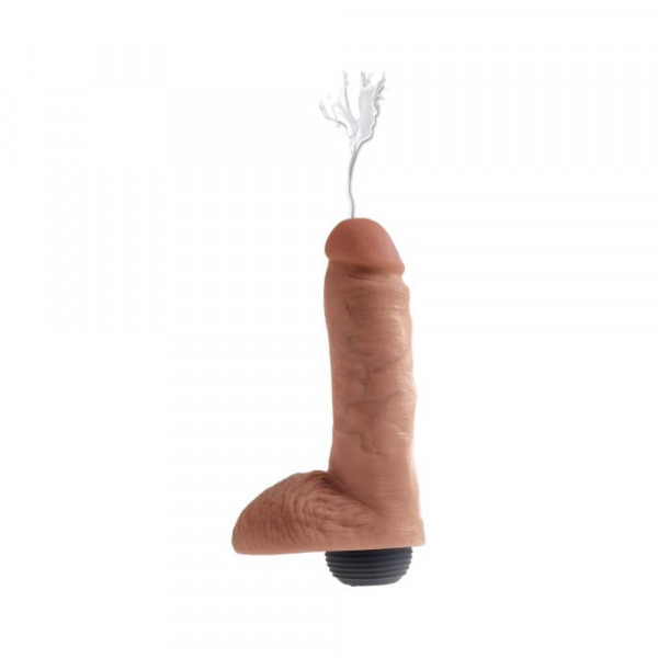 King Cock 8in Squirting Cock With Balls Tan