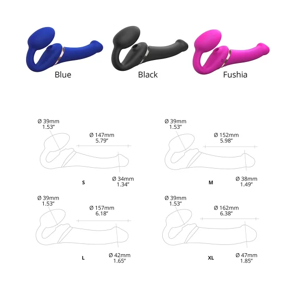 Strap-on-Me Multi Orgasm Silicone Vibrating 3 Motor Remote Strapless Strap-On, Small - Fuchsia