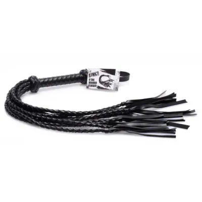 8 Tail Braided Flogger Black Leather