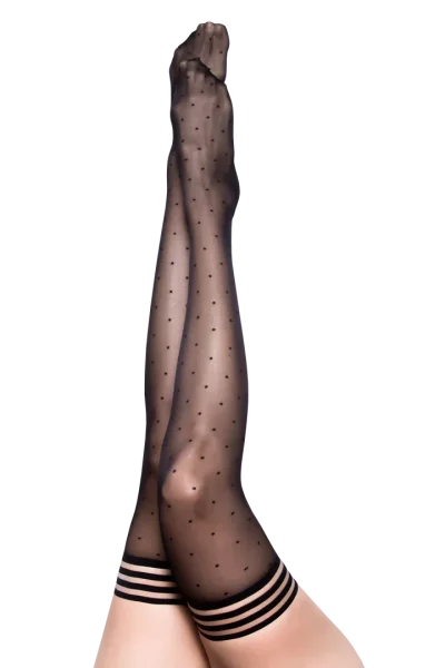 Kix'ies Ally Black Polka Dot Thigh Highs