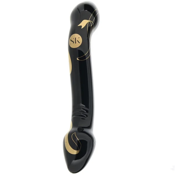 Secret Kisses Handblown Double Ended Glass Dildo 7.5" - Black & Gold — image 5 of 10
