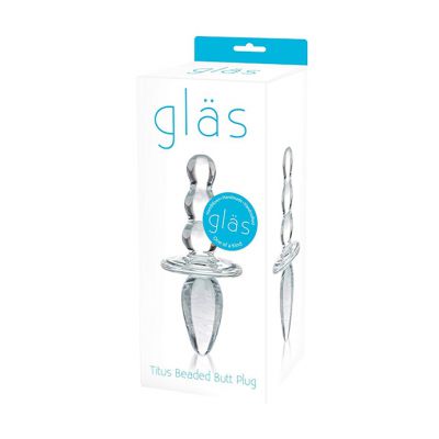 Glas Titus Beaded Glass Butt Plug Clear Os
