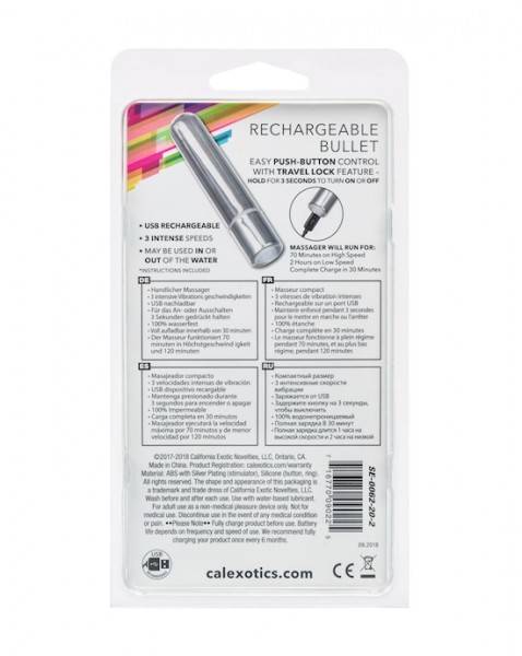 Rechargeable Bullet Vibrator - Silver
