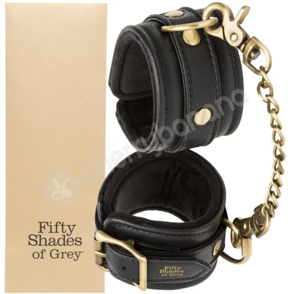 Fifty Shades Of Grey Bound To You Faux Leather Black Wrist Cuffs