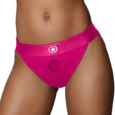 Ouch Vibrating Pink Open Back Panty Harness in M L