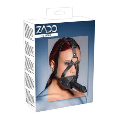 Leather Head Harness With Dildo Black 5 1 Inch