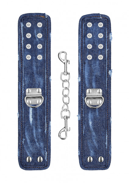 Denim Handcuffs - Roughend Denim Style - Blue - Adult BDSM Toys