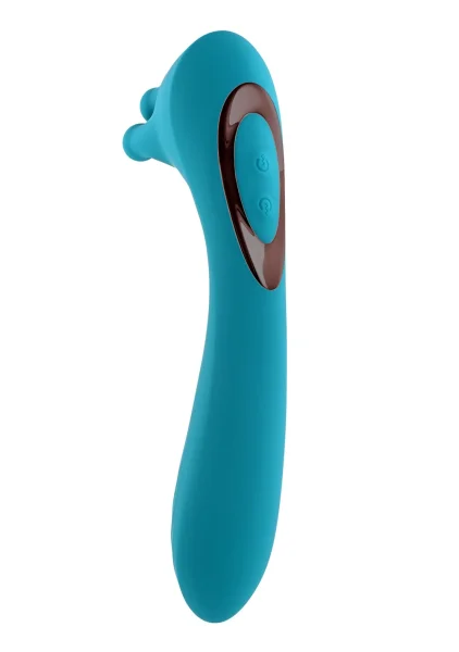 Heads Or Tails Silicone Rechargeable Waterproof Dual Stimulation Vibrator By Evolved Novelties - Teal