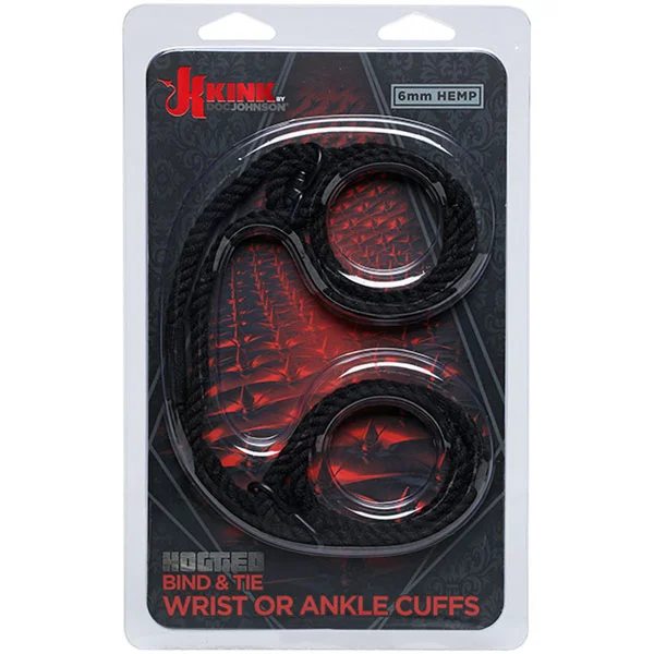 Kink - Hogtied - Bind & Tie - 6mm Hemp Wrist Or Ankle Cuffs Black — image 7 of 8
