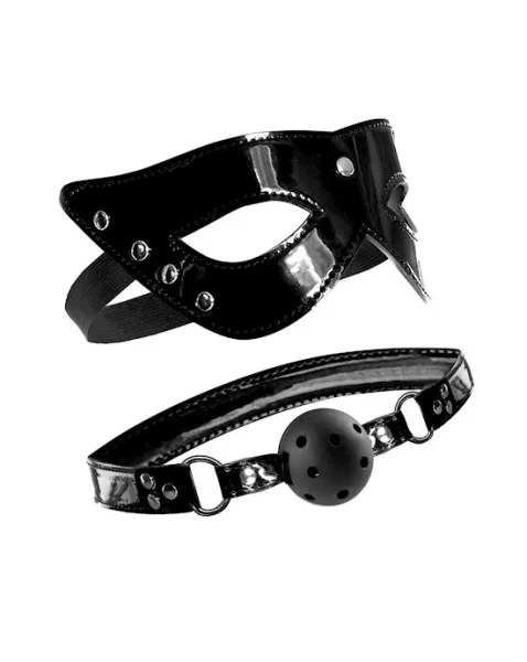 Fetish Fantasy Limited Edition Masquerade Mask & Ball Gag - Black