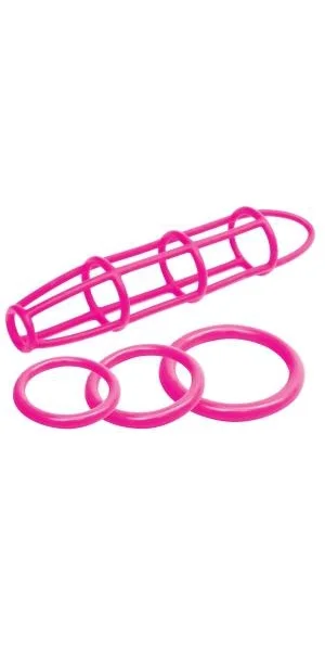 Neon Silicone Cage and Love Ring Set