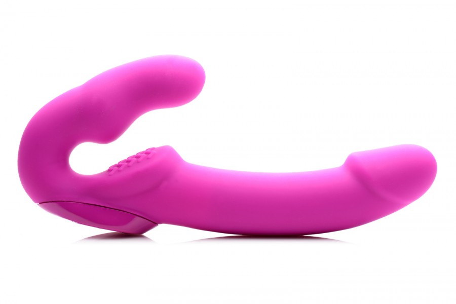 Evoke Rechargeable Vibrating Silicone Strapless Strap-on - Pink