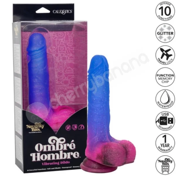 Naughty Bits Ombre Hombre Vibrating Flexible Dildo