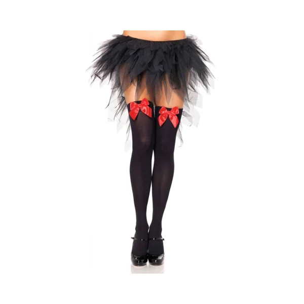 Nylon Over The Knee W/bow O/s White/red — image 2 of 3