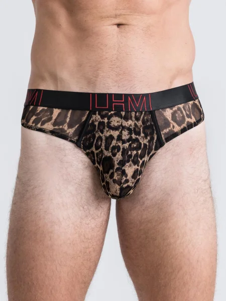 LHM Leopard Print Mesh Thong