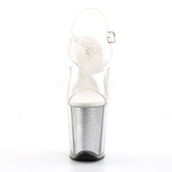 8 inches Heel, 4 inches PF Ankle Strap Sandal W/Glitter Filled Bottom — image 10 of 16