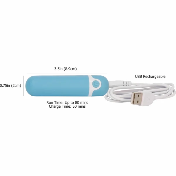 Wonderlust Purity Powerful Rechargeable Silicone Bullet Vibrator - Blue