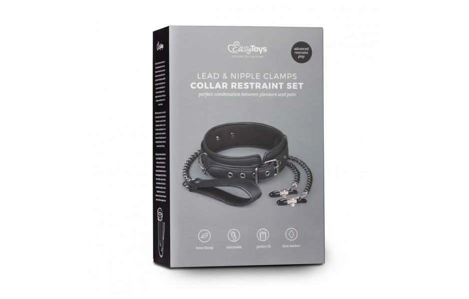 Vegan Collar, Lead & Nipple Clamps Restraint Set