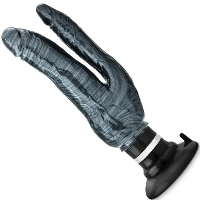 Ultra Veined Vibrating Double Penetration Suction Cup Dildo