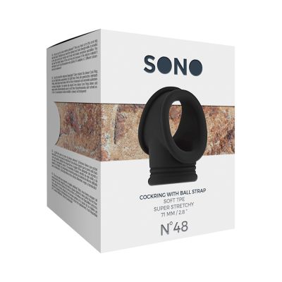 Sono No 48 Cockring With Ball Strap Black