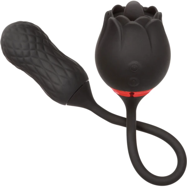 French Kiss Elite Siren Bullet Vibrator & Flickering Tongue Clitoral Stimulator By CalExotics - Black