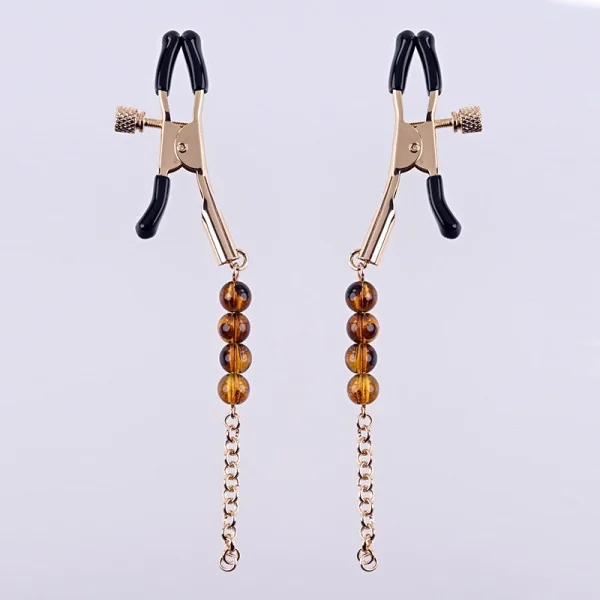 Sincerely Amber Beaded Nipple Clamps By Sportsheets