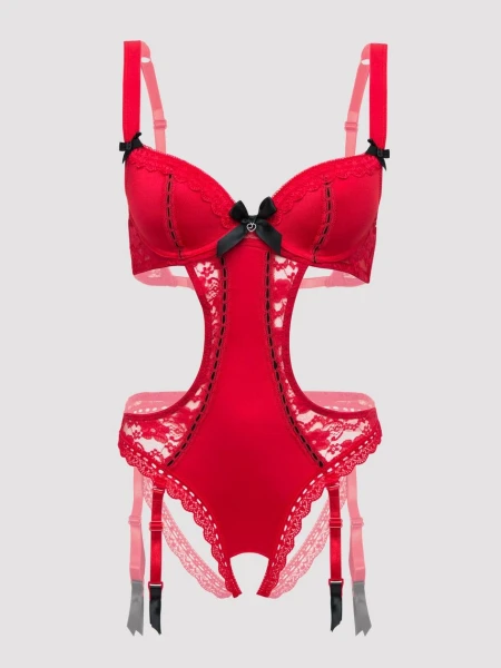 Lovehoney Seduce Me Red Push-Up Crotchless Cut-Out Teddy