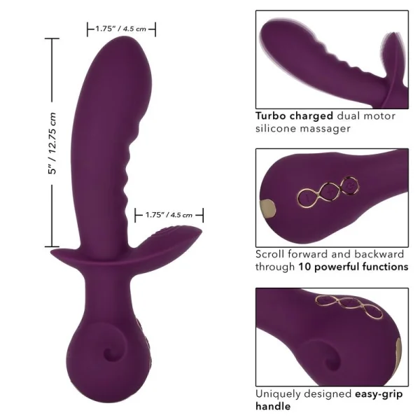Obsession Lover Rechargeable Waterproof Silicone Dual Stimulation Vibrator By CalExotics - Purple