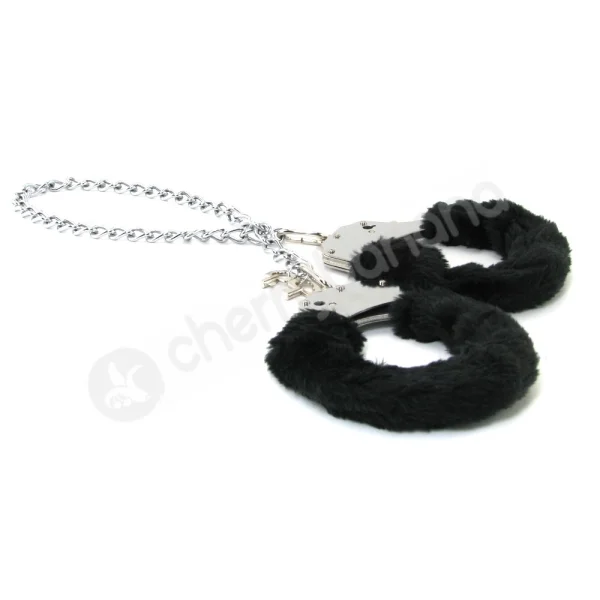 Ouch Black Pleasure Furry Legcuffs