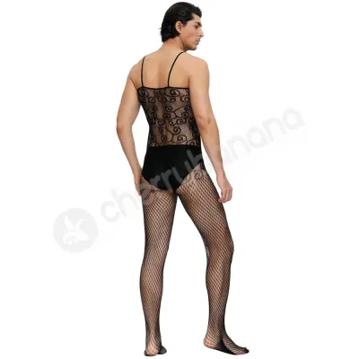 Cherry Banana Sexy Black Crocheted Fishnet Unisex Bodystocking