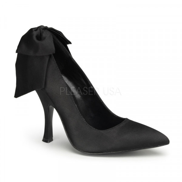 BOMBSHELL-03 - 4 1/2" Heel Pump W/ Large Satin Bow At Back — image 5 of 8