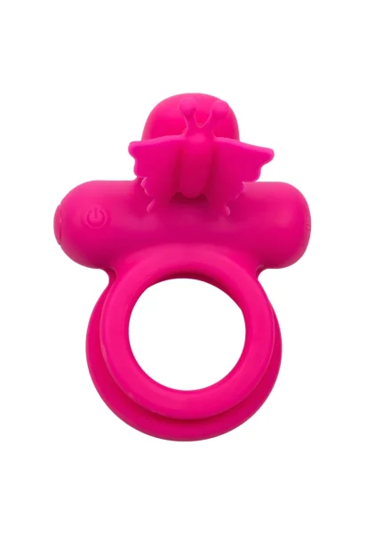 Silicone Rechargeable Dual Butterfly Couples Vibrating Cock Ring By CalExotics - Pink