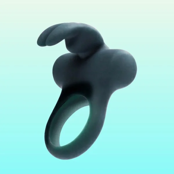 Ohhh Bunny Frisky Bunny Vibrating Cock Ring - Black Pearl