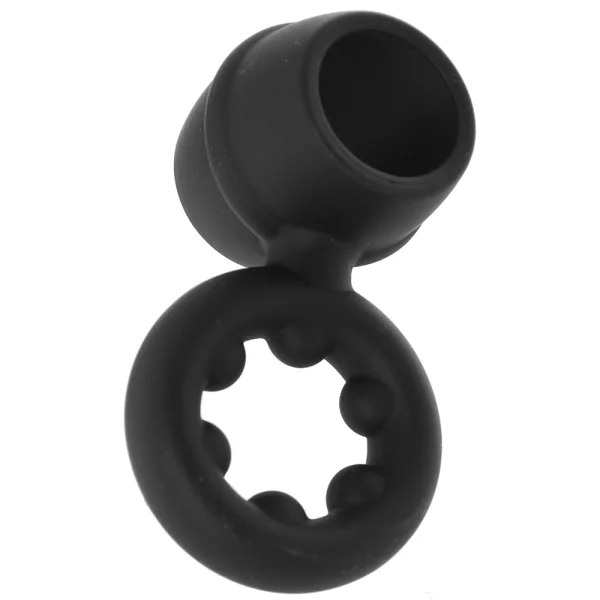 Alpha Liquid Silicone Dual Support Magnum Cock & Balls Ring By CalExotics - Black