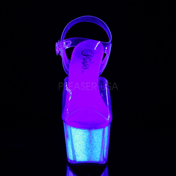 7 inches Heel, 2 3/4 inches PF Ankle Strap Sandal w/ Glitter Inserts — image 6 of 25