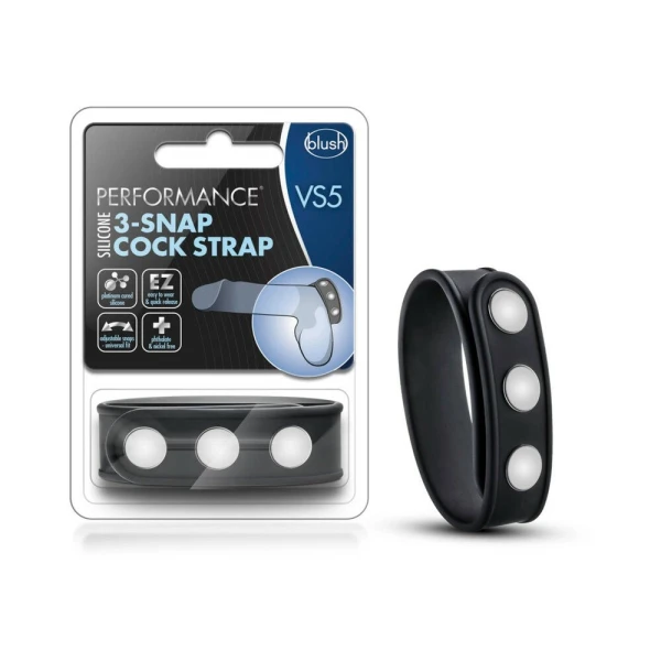 Performance - Vs5 - Silicone 3-snap Cock Strap - Black