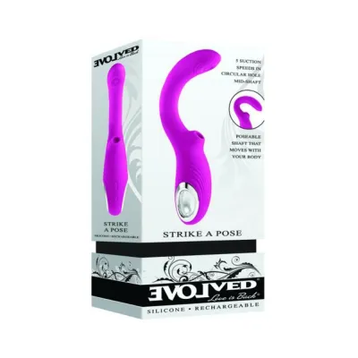 Personal Massagers Evolved Strike A Pose Rechargeable Posable Tapping Suction Silicone Vibrator Pink